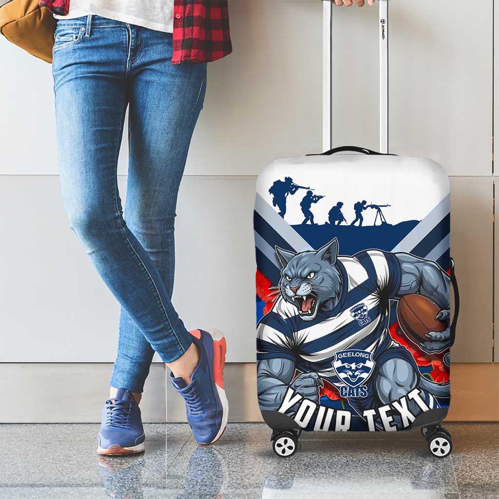 Personalised Geelong Cats ANZAC Luggage Cover Military Remembrance Australian Football Mascot Camouflage