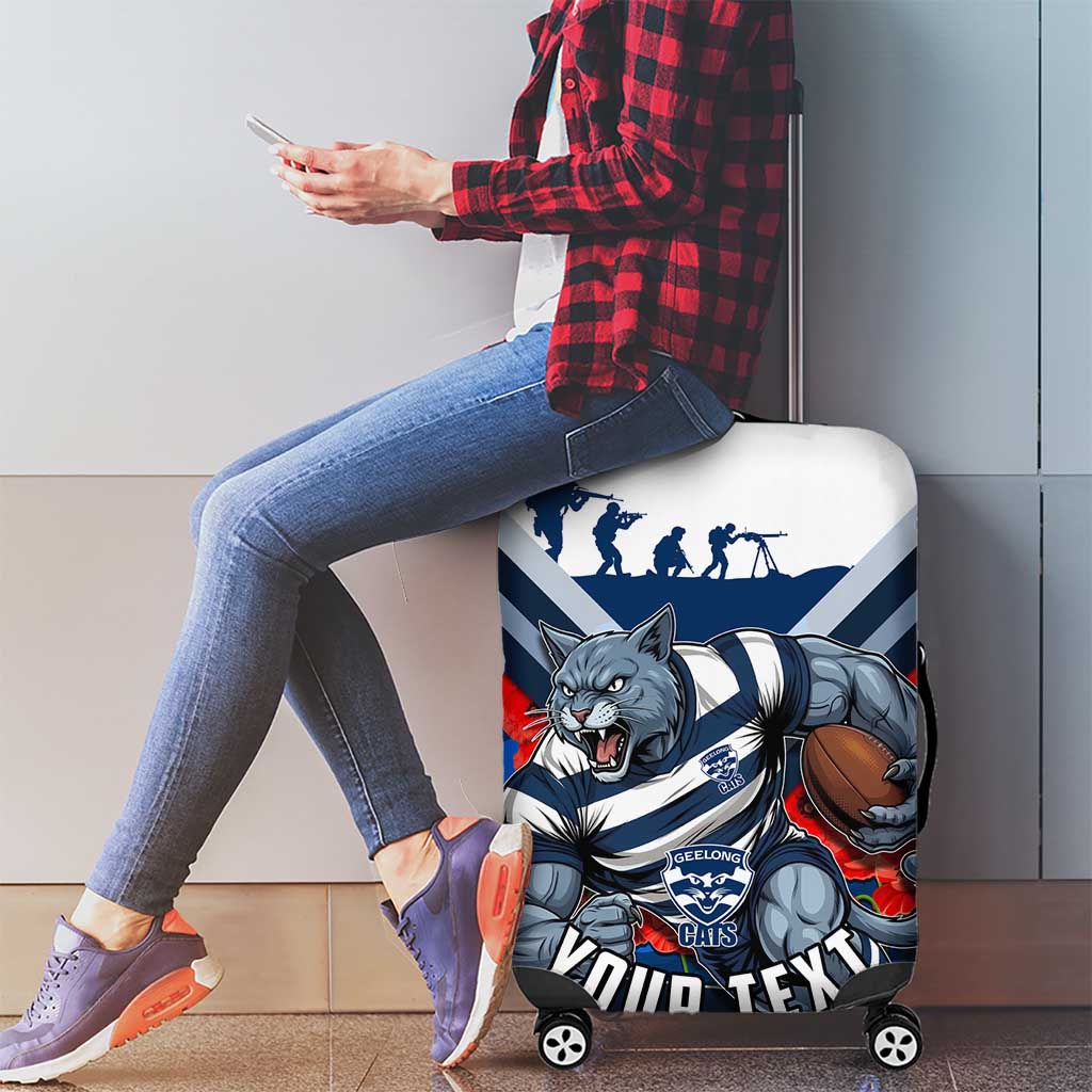 Personalised Geelong Cats ANZAC Luggage Cover Military Remembrance Australian Football Mascot Camouflage