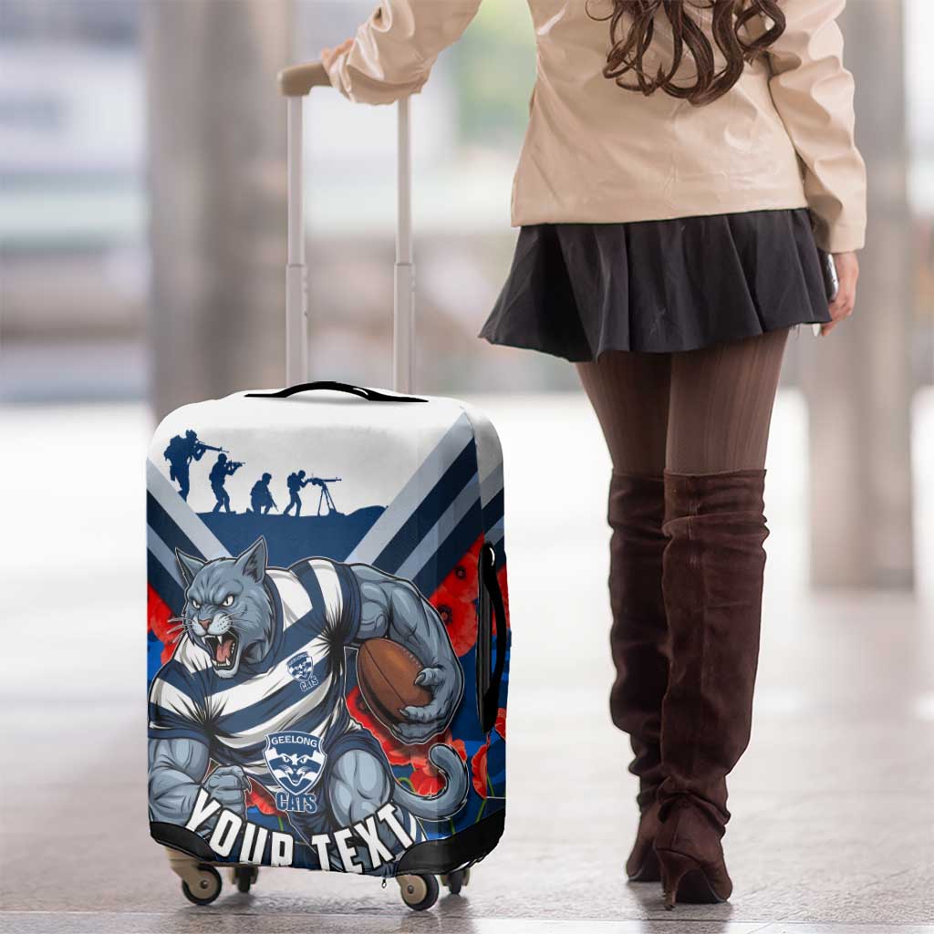 Personalised Geelong Cats ANZAC Luggage Cover Military Remembrance Australian Football Mascot Camouflage