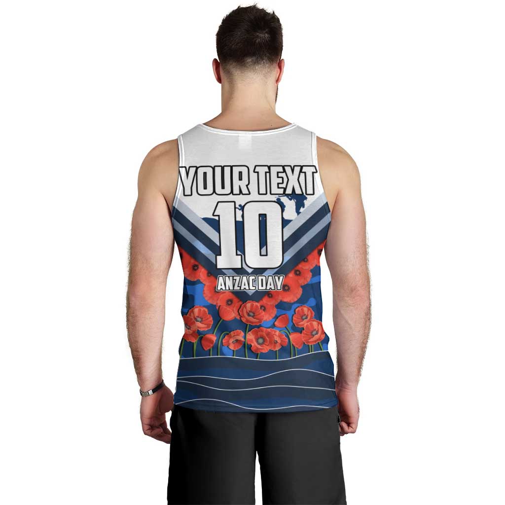 Personalised Geelong Cats ANZAC Men Tank Top Military Remembrance Australian Football Mascot Camouflage