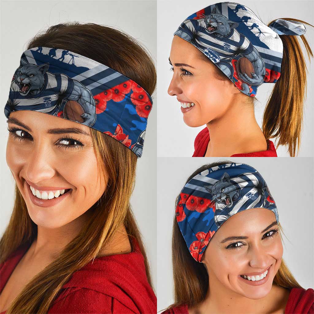 Personalised Geelong Cats ANZAC Neck Gaiter Military Remembrance Australian Football Mascot Camouflage
