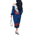 Personalised Geelong Cats ANZAC Off The Shoulder Long Sleeve Dress Military Remembrance Australian Football Mascot Camouflage