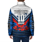 Personalised Geelong Cats ANZAC Padded Jacket Military Remembrance Australian Football Mascot Camouflage