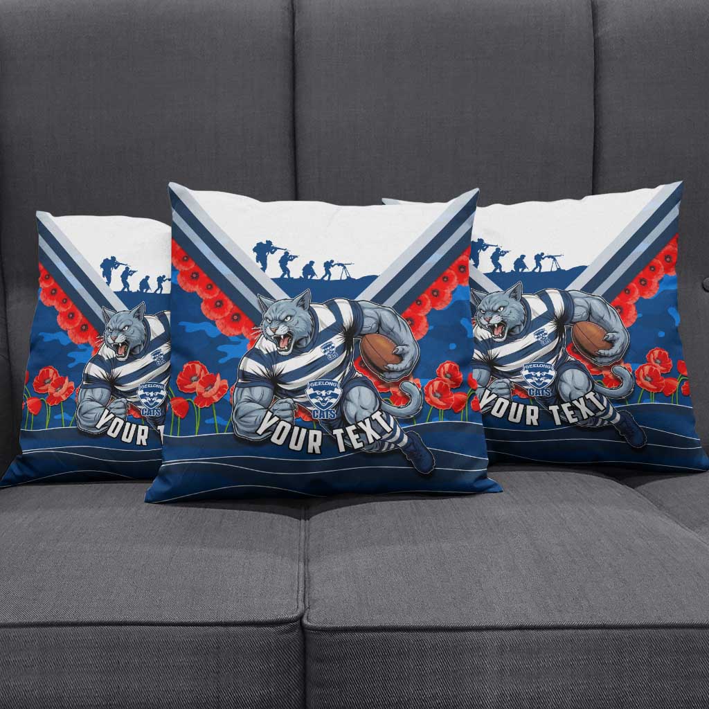 Personalised Geelong Cats ANZAC Pillow Cover Military Remembrance Australian Football Mascot Camouflage