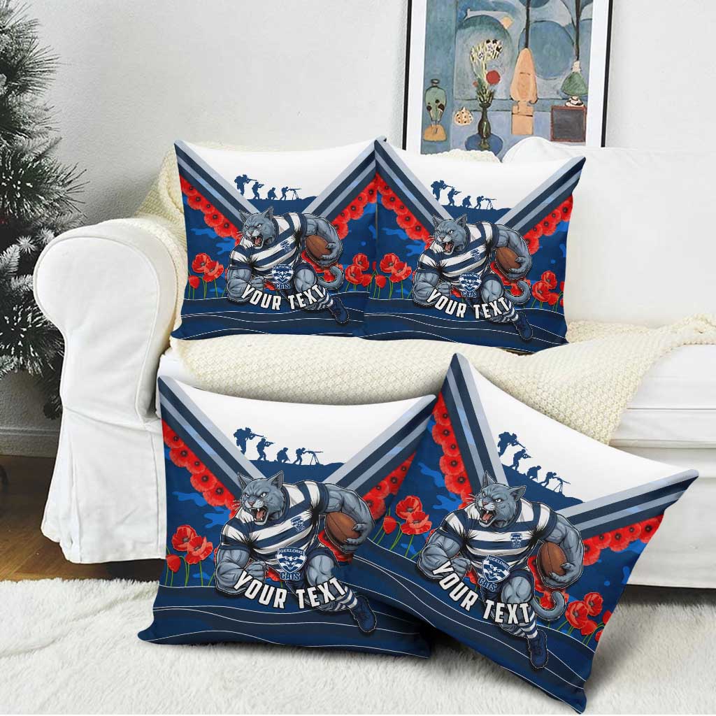 Personalised Geelong Cats ANZAC Pillow Cover Military Remembrance Australian Football Mascot Camouflage