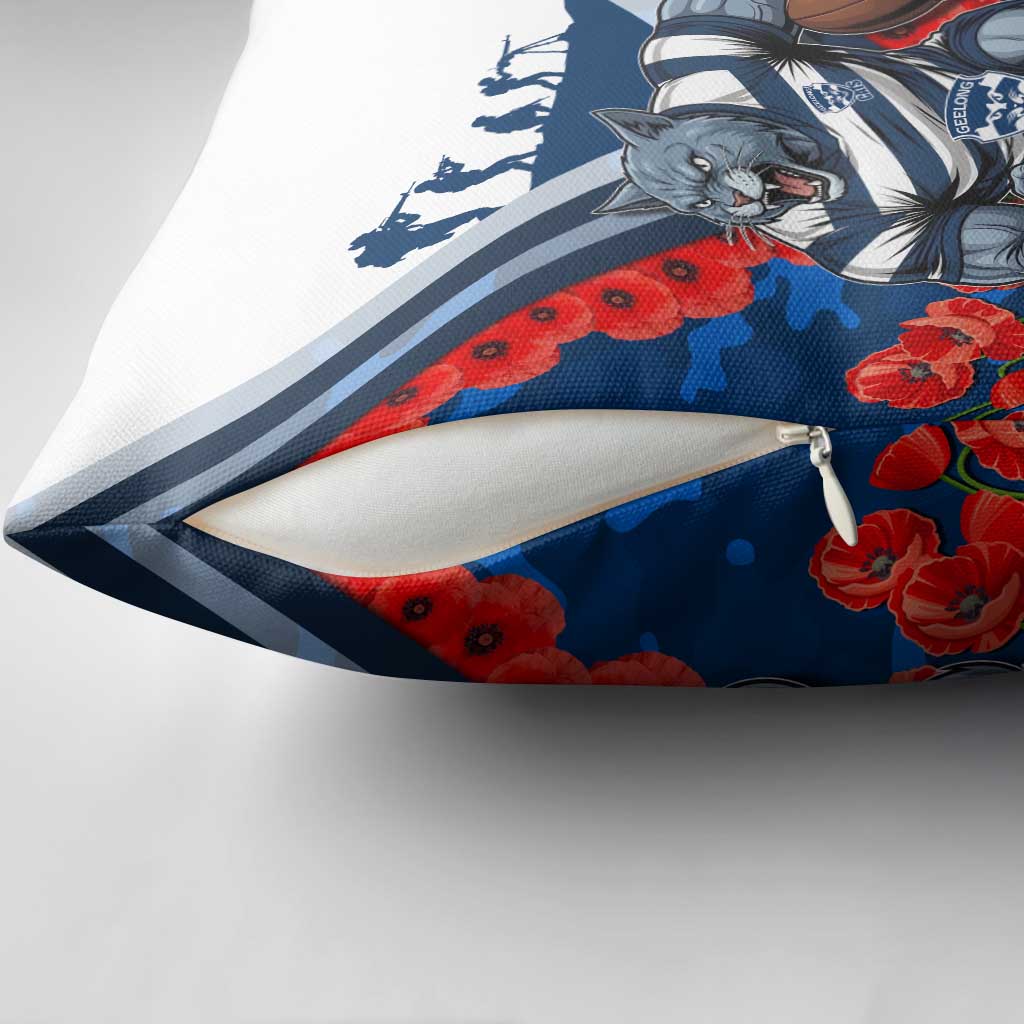 Personalised Geelong Cats ANZAC Pillow Cover Military Remembrance Australian Football Mascot Camouflage