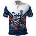 Personalised Geelong Cats ANZAC Polo Shirt Military Remembrance Australian Football Mascot Camouflage