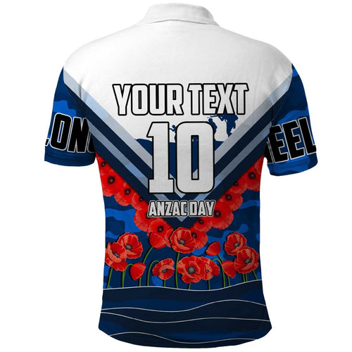 Personalised Geelong Cats ANZAC Polo Shirt Military Remembrance Australian Football Mascot Camouflage