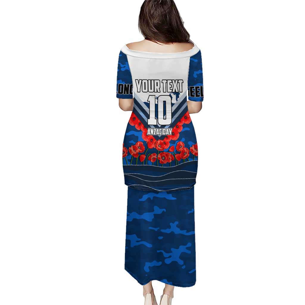 Personalised Geelong Cats ANZAC Puletasi Military Remembrance Australian Football Mascot Camouflage