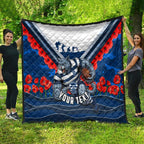 Personalised Geelong Cats ANZAC Quilt Military Remembrance Australian Football Mascot Camouflage
