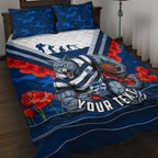 Personalised Geelong Cats ANZAC Quilt Bed Set Military Remembrance Australian Football Mascot Camouflage