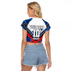 Personalised Geelong Cats ANZAC Raglan Cropped T Shirt Military Remembrance Australian Football Mascot Camouflage