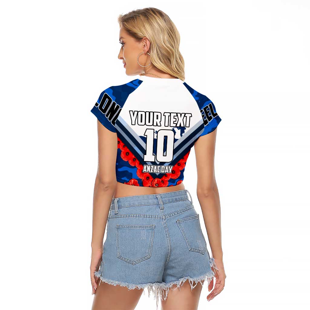 Personalised Geelong Cats ANZAC Raglan Cropped T Shirt Military Remembrance Australian Football Mascot Camouflage