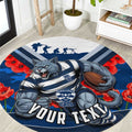 Personalised Geelong Cats ANZAC Round Carpet Military Remembrance Australian Football Mascot Camouflage