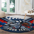 Personalised Geelong Cats ANZAC Round Carpet Military Remembrance Australian Football Mascot Camouflage