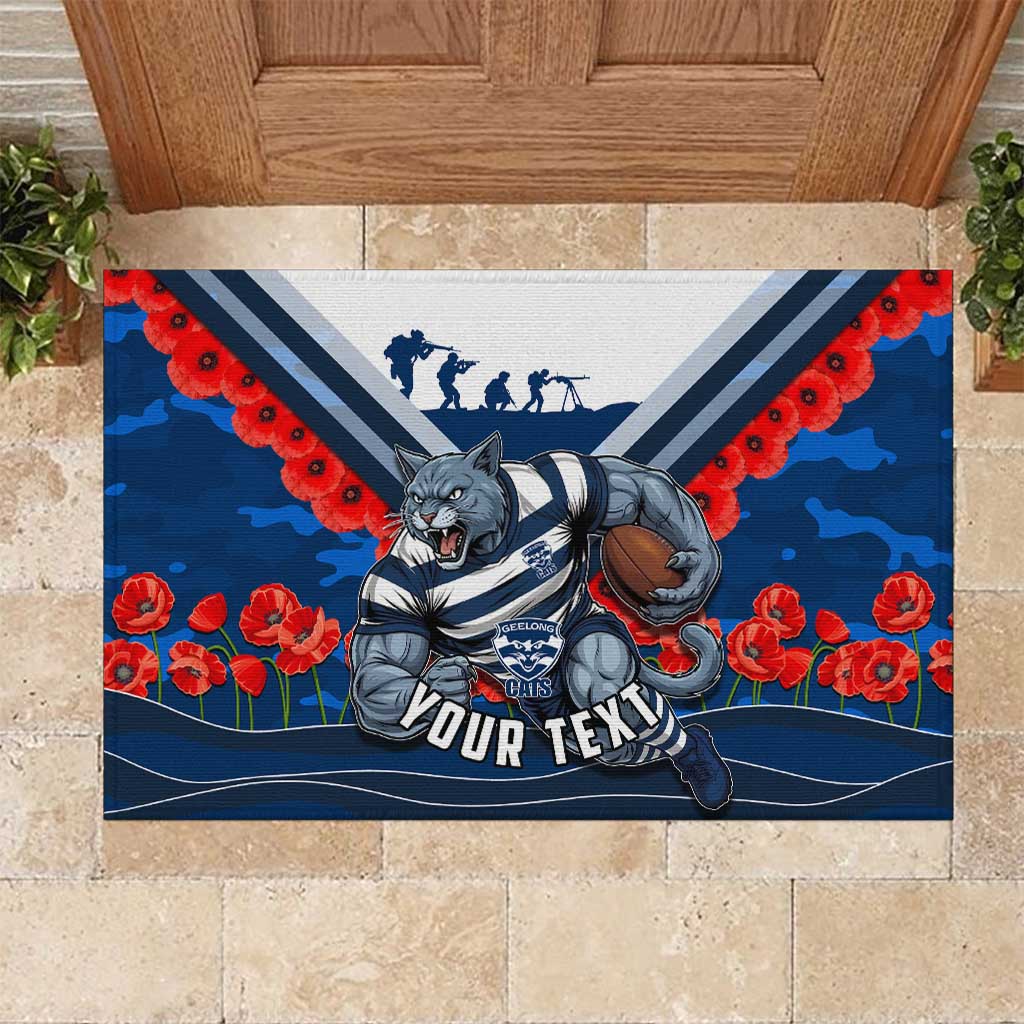 Personalised Geelong Cats ANZAC Rubber Doormat Military Remembrance Australian Football Mascot Camouflage
