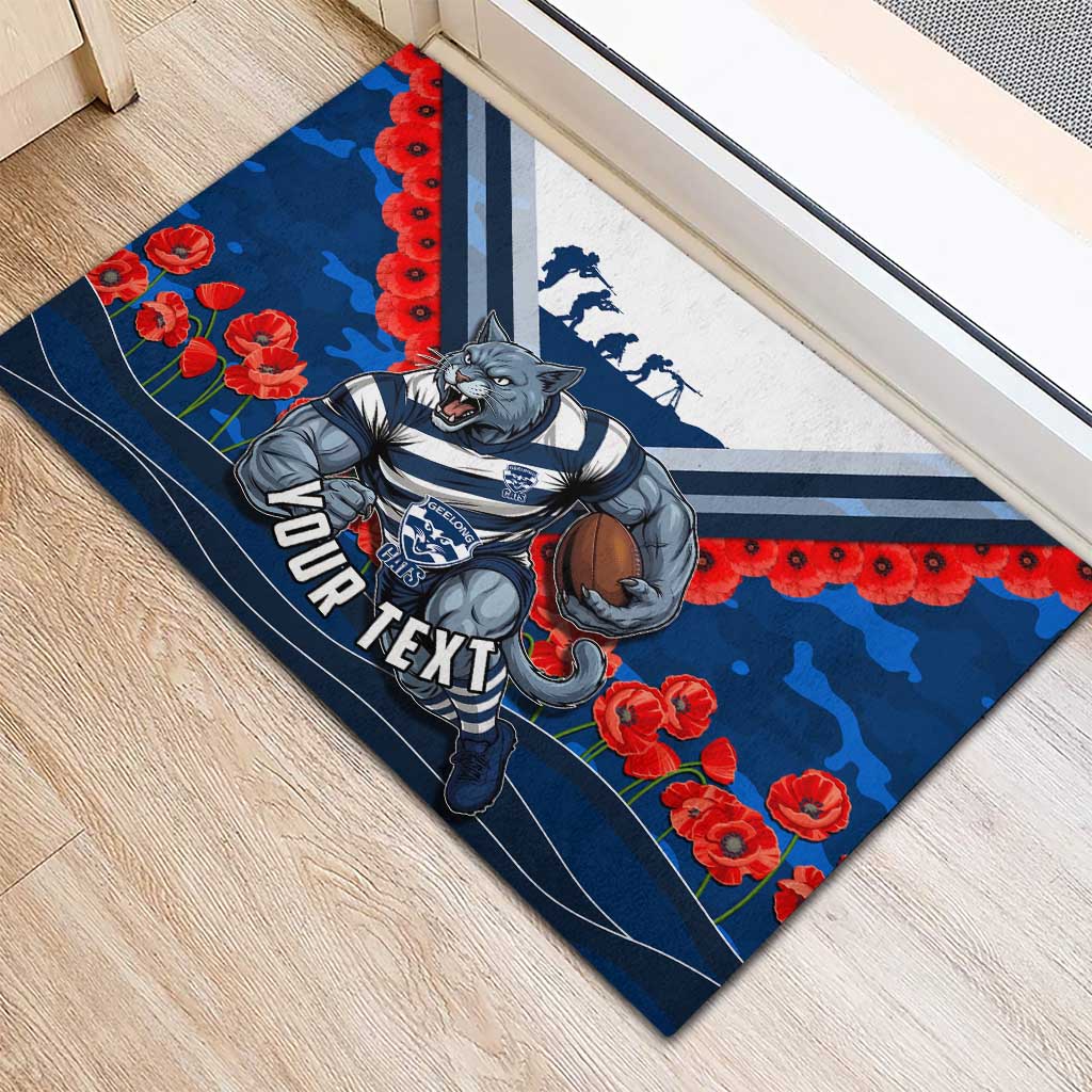 Personalised Geelong Cats ANZAC Rubber Doormat Military Remembrance Australian Football Mascot Camouflage