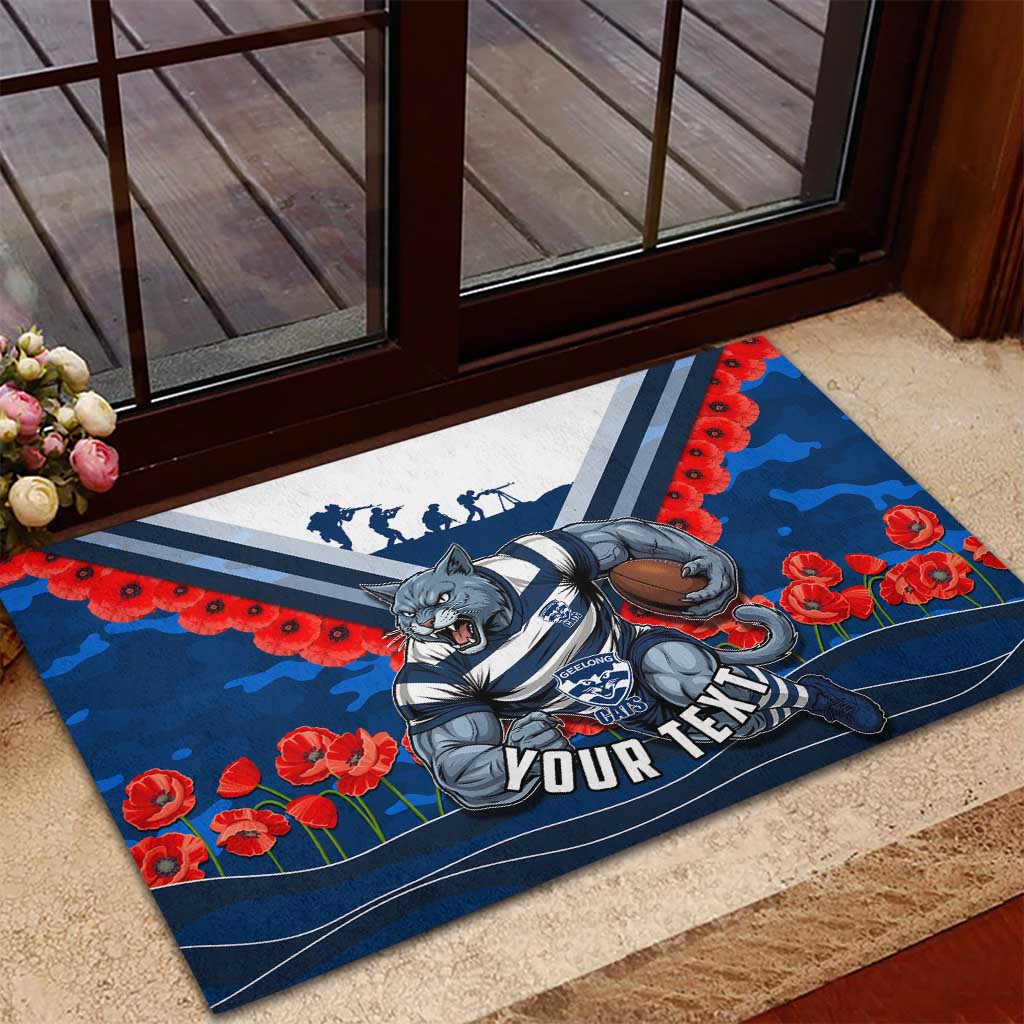 Personalised Geelong Cats ANZAC Rubber Doormat Military Remembrance Australian Football Mascot Camouflage