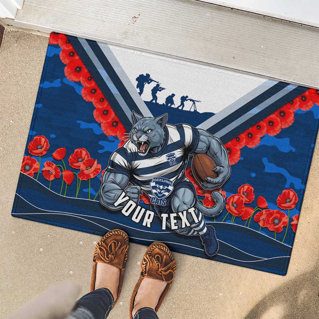 Personalised Geelong Cats ANZAC Rubber Doormat Military Remembrance Australian Football Mascot Camouflage