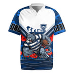 Personalised Geelong Cats ANZAC Rugby Jersey Military Remembrance Australian Football Mascot Camouflage