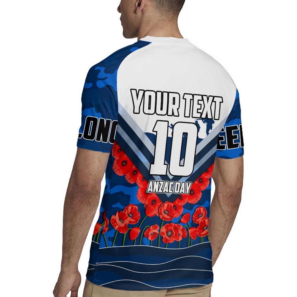Personalised Geelong Cats ANZAC Rugby Jersey Military Remembrance Australian Football Mascot Camouflage