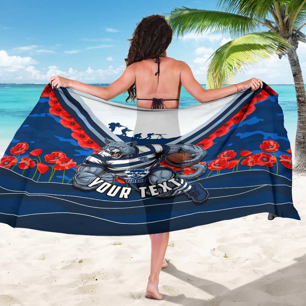 Personalised Geelong Cats ANZAC Sarong Military Remembrance Australian Football Mascot Camouflage