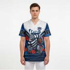 Personalised Geelong Cats ANZAC Scrub Top Military Remembrance Australian Football Mascot Camouflage
