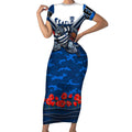 Personalised Geelong Cats ANZAC Short Sleeve Bodycon Dress Military Remembrance Australian Football Mascot Camouflage