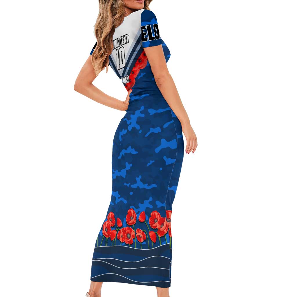 Personalised Geelong Cats ANZAC Short Sleeve Bodycon Dress Military Remembrance Australian Football Mascot Camouflage