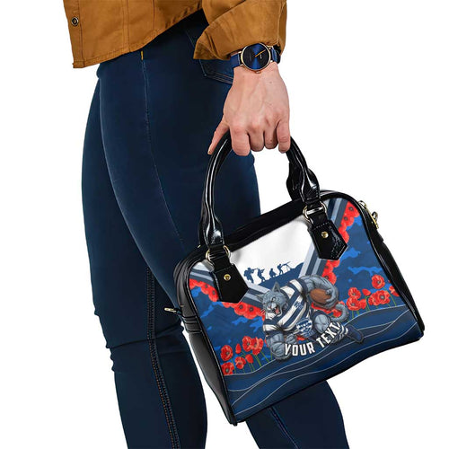 Personalised Geelong Cats ANZAC Shoulder Handbag Military Remembrance Australian Football Mascot Camouflage