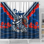Personalised Geelong Cats ANZAC Shower Curtain Military Remembrance Australian Football Mascot Camouflage
