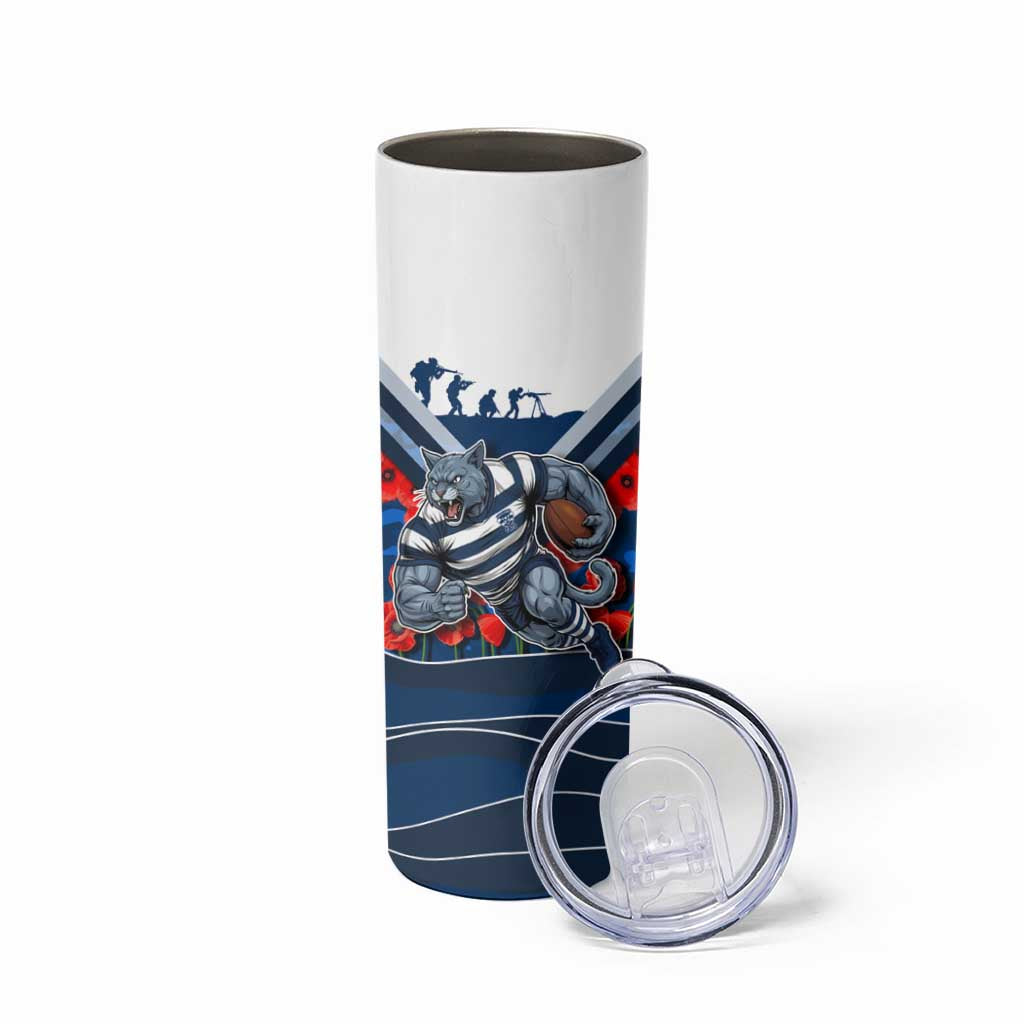 Personalised Geelong Cats ANZAC Skinny Tumbler Military Remembrance Australian Football Mascot Camouflage