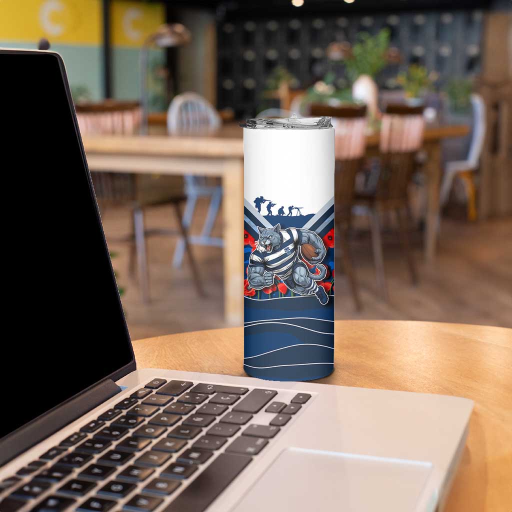 Personalised Geelong Cats ANZAC Skinny Tumbler Military Remembrance Australian Football Mascot Camouflage