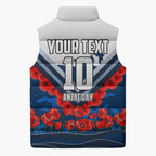 Personalised Geelong Cats ANZAC Sleeveless Puffer Jacket Military Remembrance Australian Football Mascot Camouflage