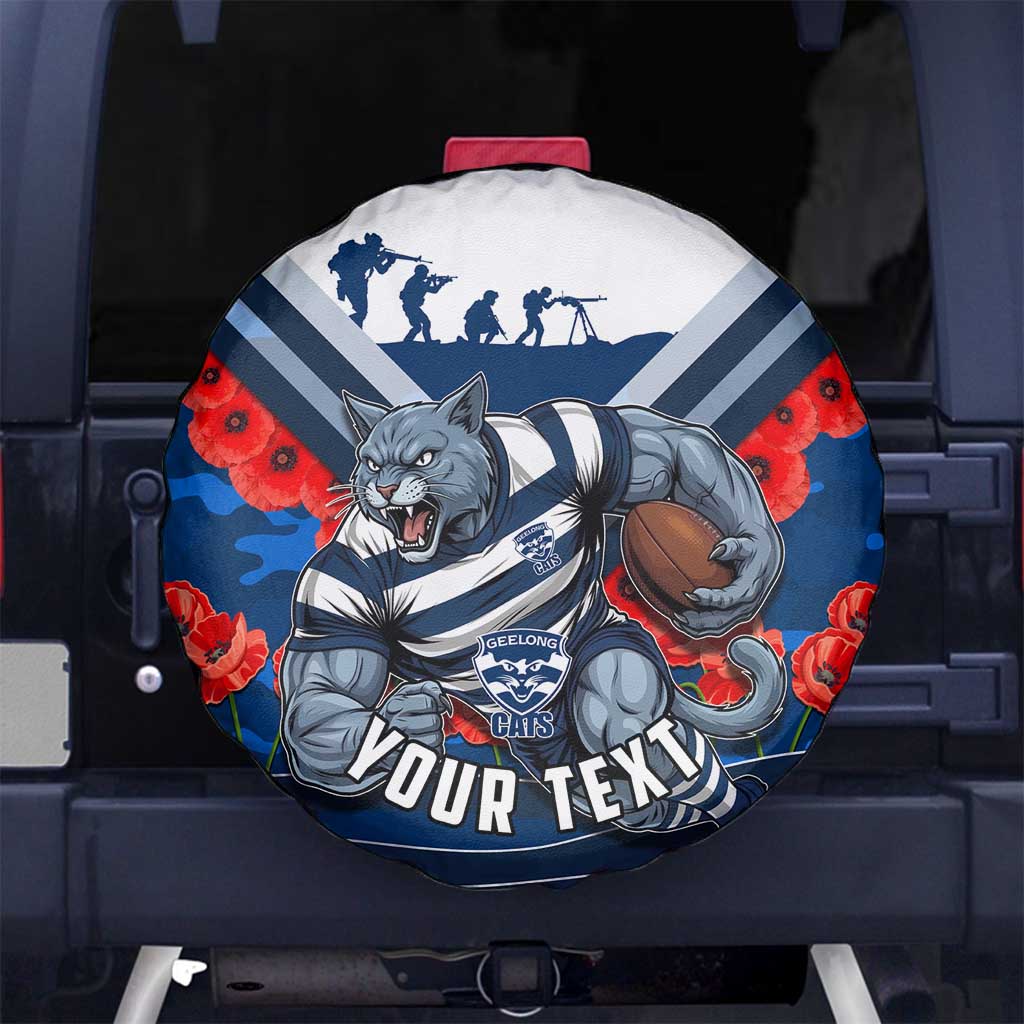 Personalised Geelong Cats ANZAC Spare Tire Cover Military Remembrance Australian Football Mascot Camouflage