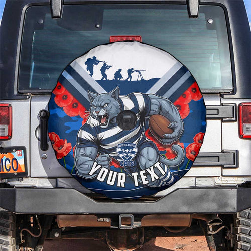Personalised Geelong Cats ANZAC Spare Tire Cover Military Remembrance Australian Football Mascot Camouflage