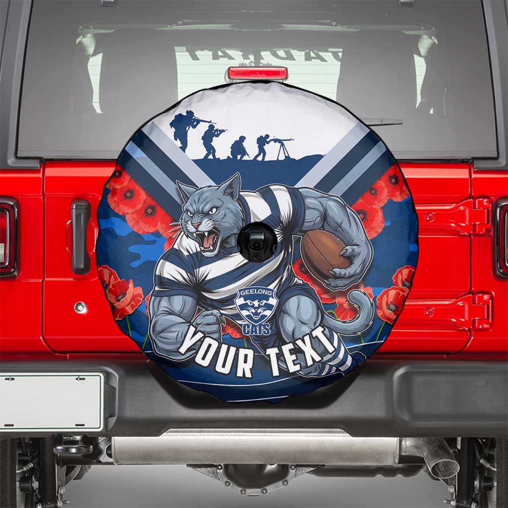 Personalised Geelong Cats ANZAC Spare Tire Cover Military Remembrance Australian Football Mascot Camouflage