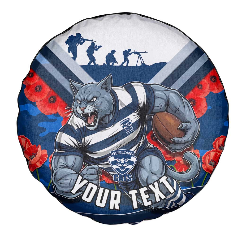 Personalised Geelong Cats ANZAC Spare Tire Cover Military Remembrance Australian Football Mascot Camouflage