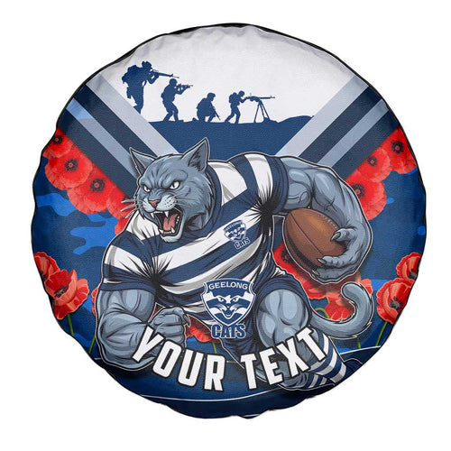 Personalised Geelong Cats ANZAC Spare Tire Cover Military Remembrance Australian Football Mascot Camouflage