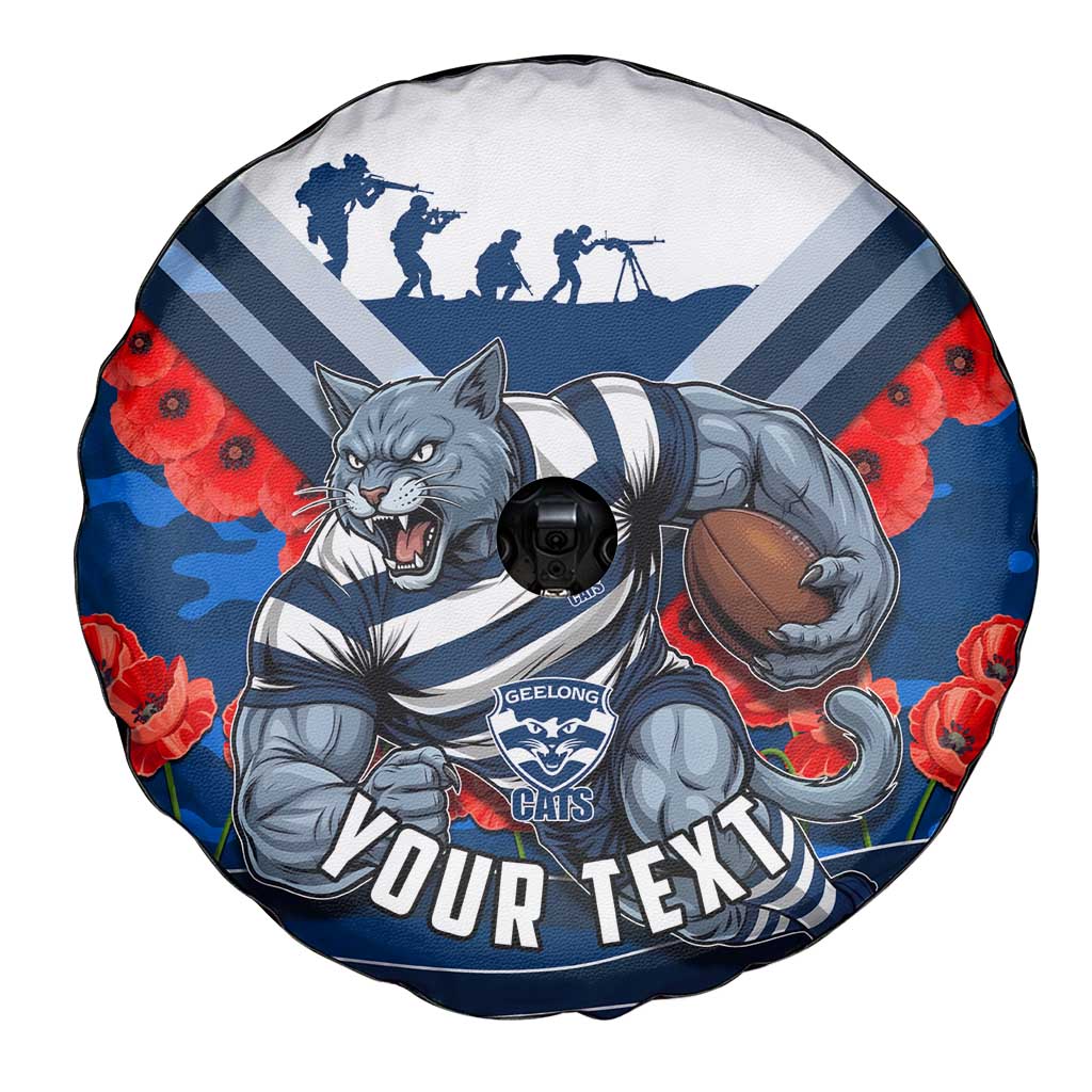 Personalised Geelong Cats ANZAC Spare Tire Cover Military Remembrance Australian Football Mascot Camouflage
