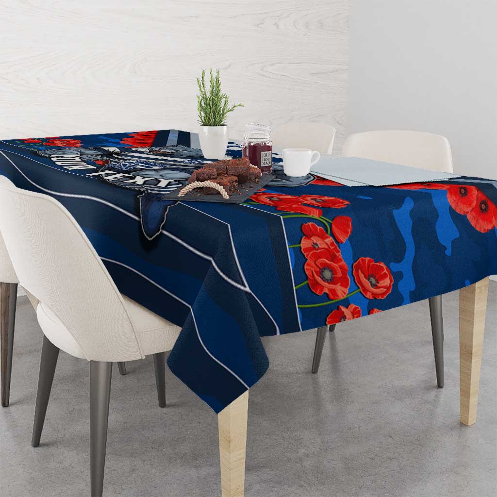 Personalised Geelong Cats ANZAC Tablecloth Military Remembrance Australian Football Mascot Camouflage