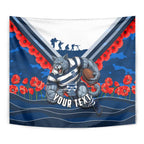 Personalised Geelong Cats ANZAC Tapestry Military Remembrance Australian Football Mascot Camouflage