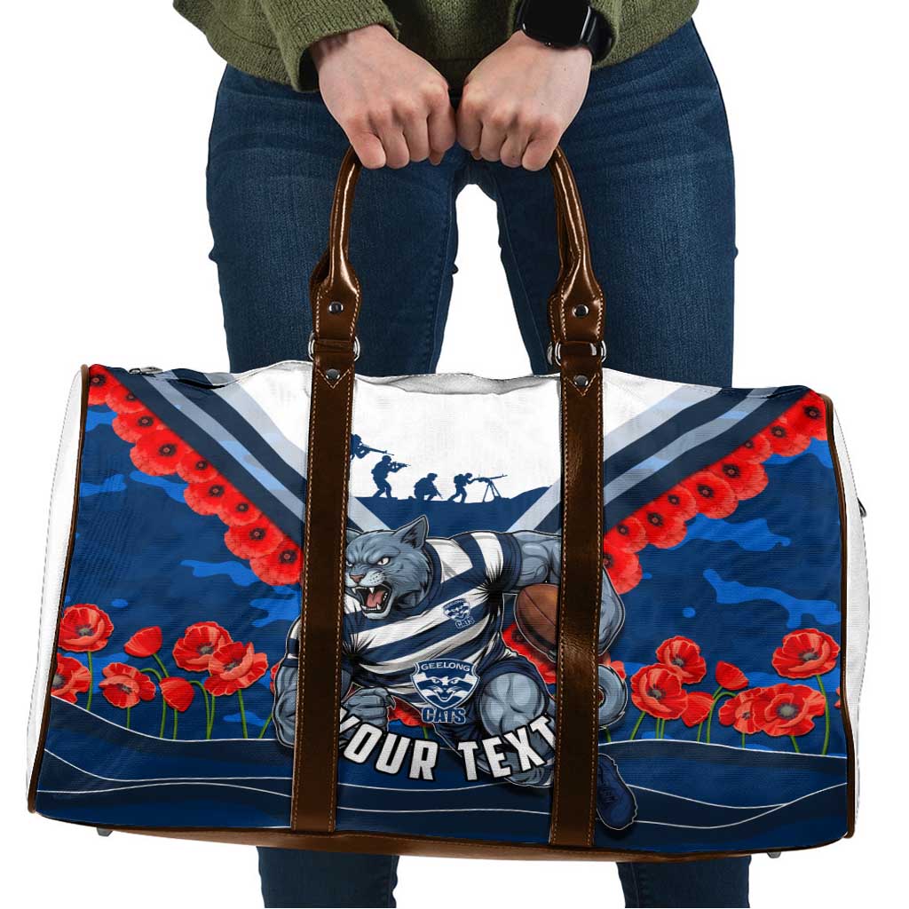 Personalised Geelong Cats ANZAC Travel Bag Military Remembrance Australian Football Mascot Camouflage
