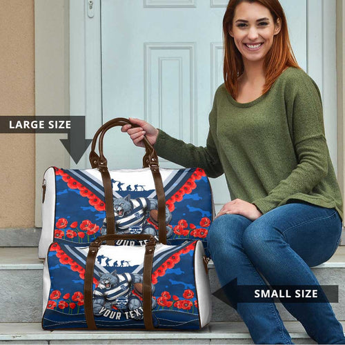 Personalised Geelong Cats ANZAC Travel Bag Military Remembrance Australian Football Mascot Camouflage