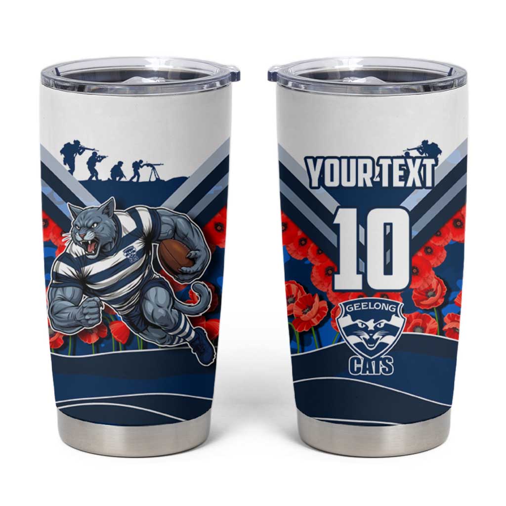 Personalised Geelong Cats ANZAC Tumbler Cup Military Remembrance Australian Football Mascot Camouflage