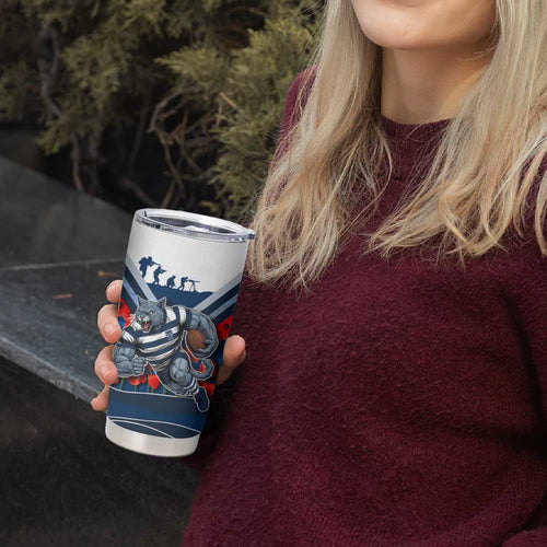 Personalised Geelong Cats ANZAC Tumbler Cup Military Remembrance Australian Football Mascot Camouflage