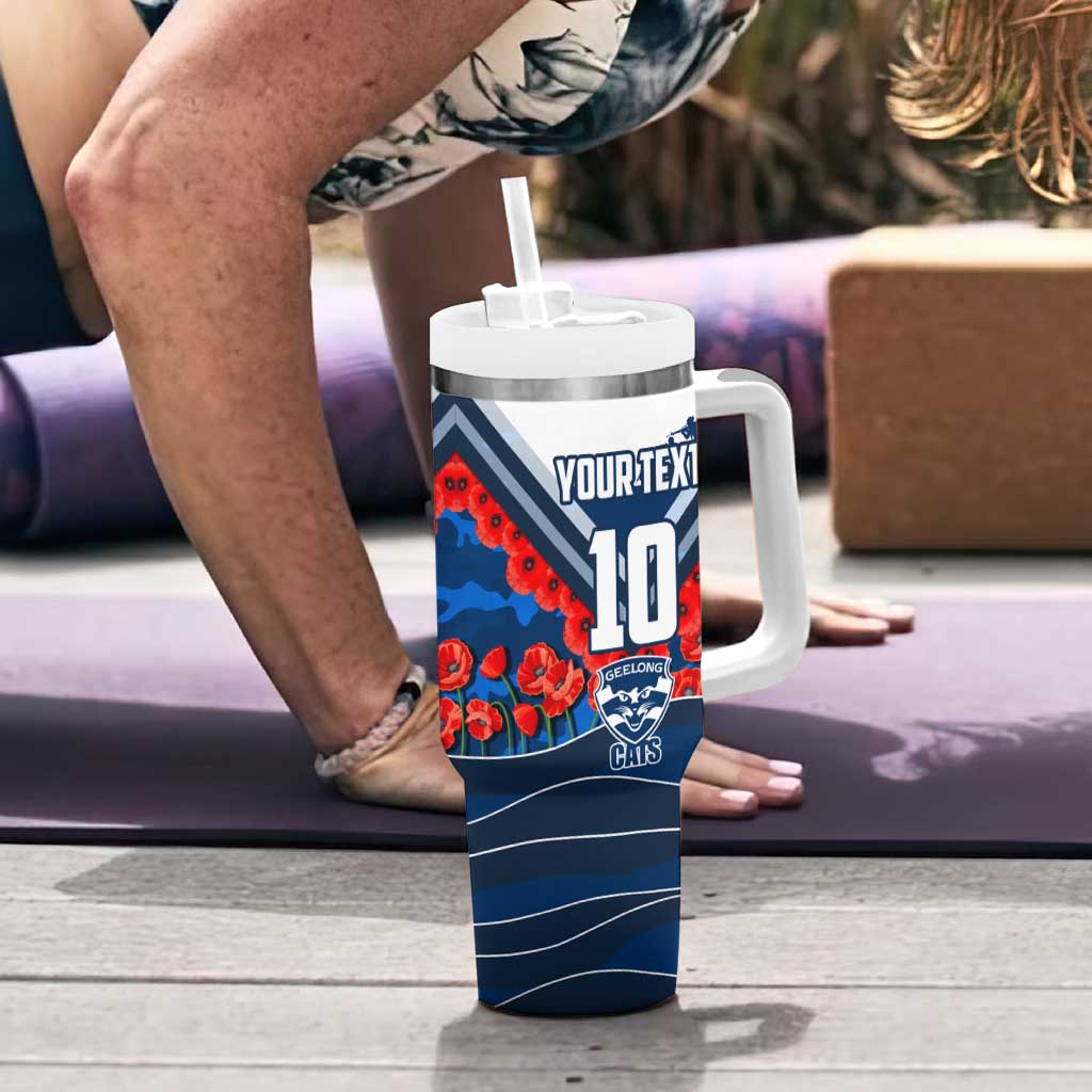 Personalised Geelong Cats ANZAC Tumbler With Handle Military Remembrance Australian Football Mascot Camouflage