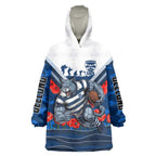 Personalised Geelong Cats ANZAC Wearable Blanket Hoodie Military Remembrance Australian Football Mascot Camouflage