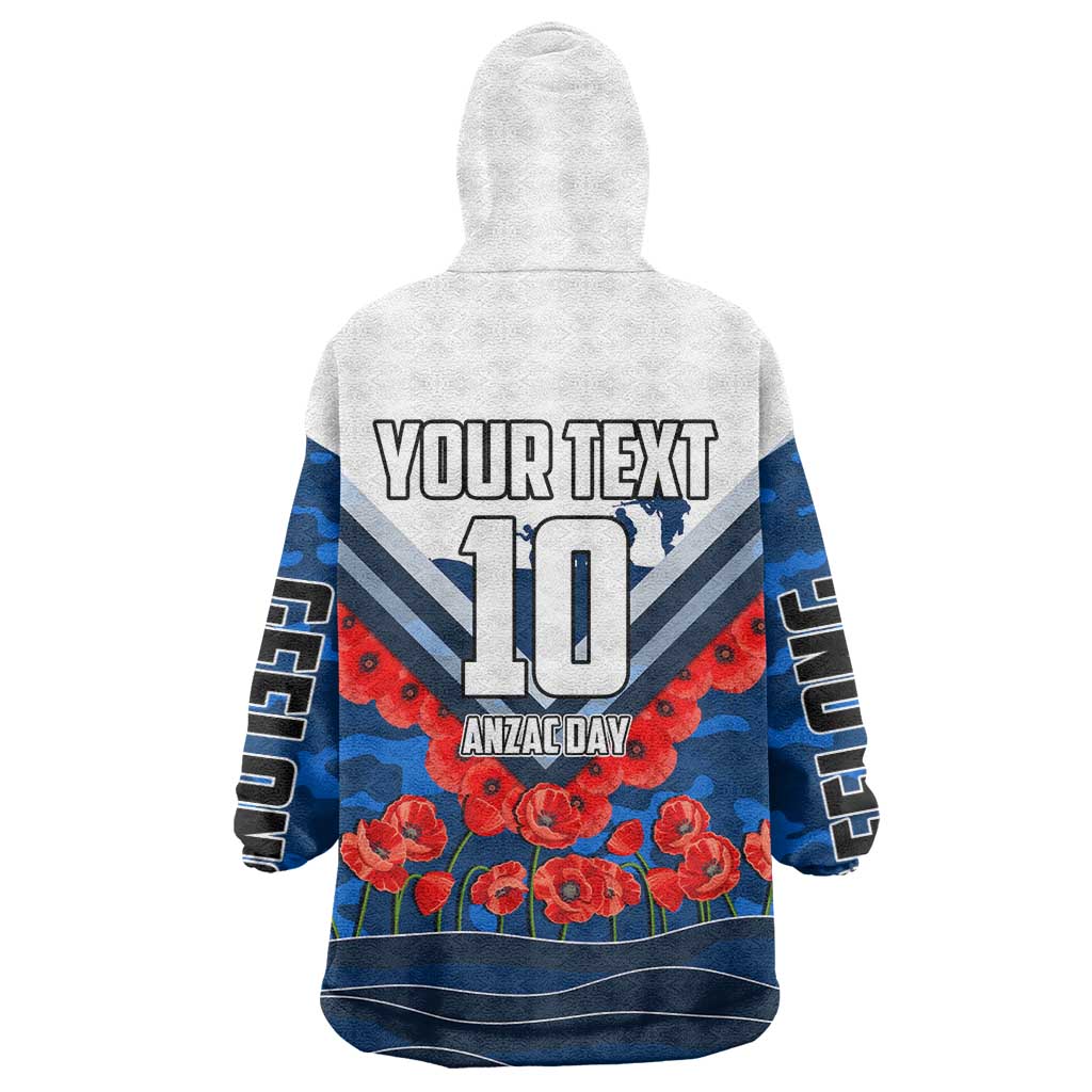 Personalised Geelong Cats ANZAC Wearable Blanket Hoodie Military Remembrance Australian Football Mascot Camouflage
