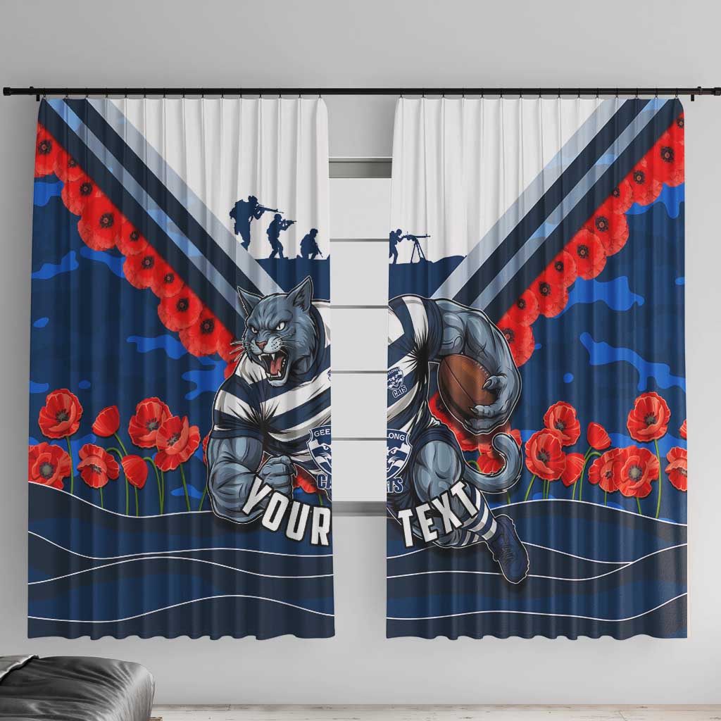 Personalised Geelong Cats ANZAC Window Curtain Military Remembrance Australian Football Mascot Camouflage